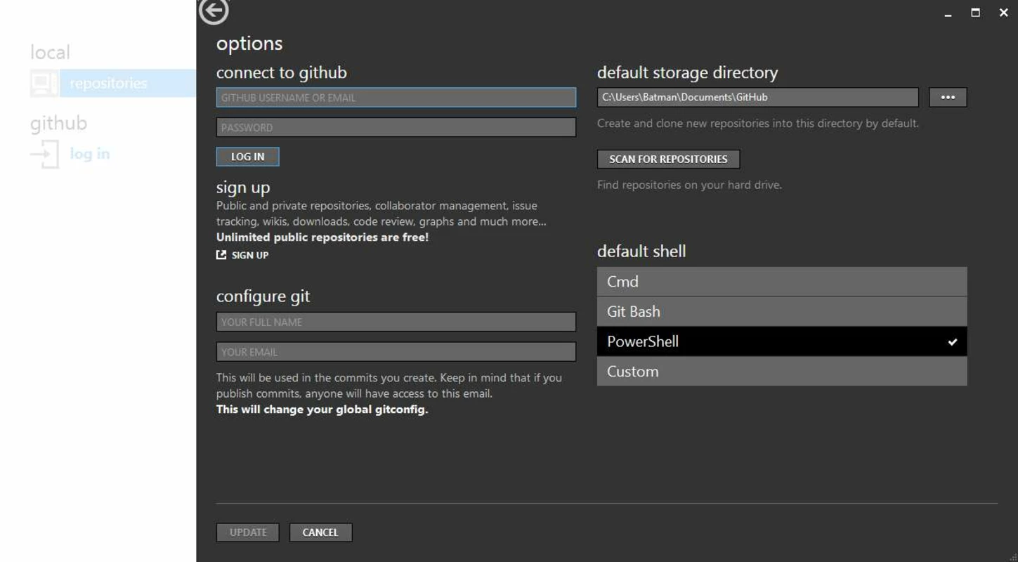 GITHUB desktop download. GITHUB client. Directory shell